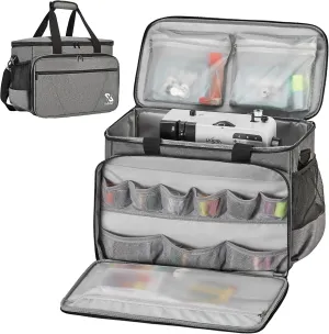Golkcurx Sewing Machine Case with Removable Padding Pad, Tote Bag for Sewing Machine with Shoulder Strap for Most Standard Singer, Brother, Janome, Grey