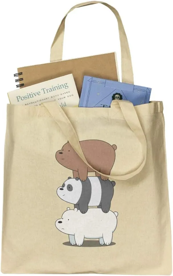 GRAPHICS & MORE We Bare Bears Bear Stack Grocery Travel Reusable Tote Bag