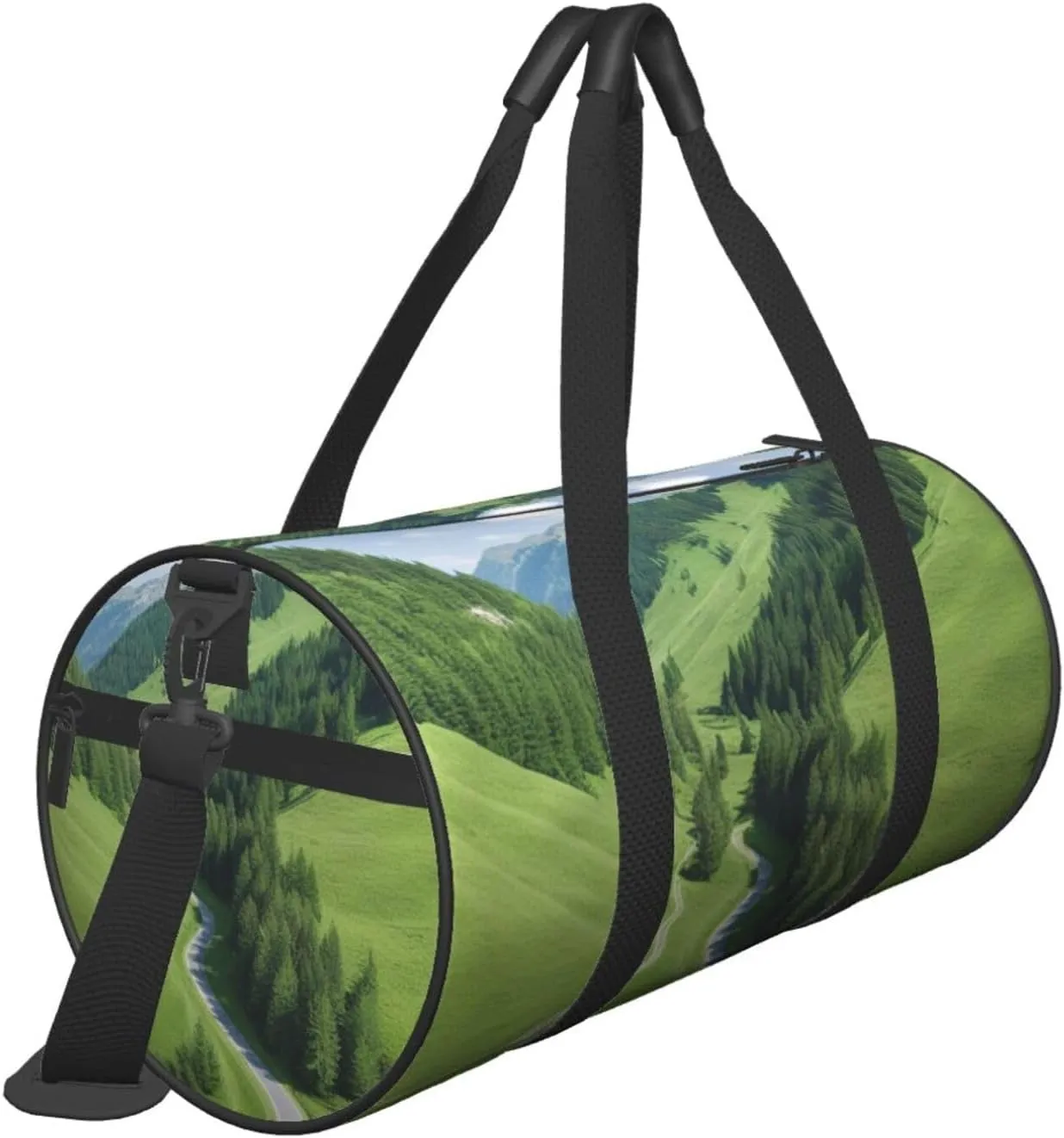 Green Curve Printed Travel Bag,Round Personal Item Storage bag,Foldie Duffel Bag for Traveling Vacation,Fitness,Sports