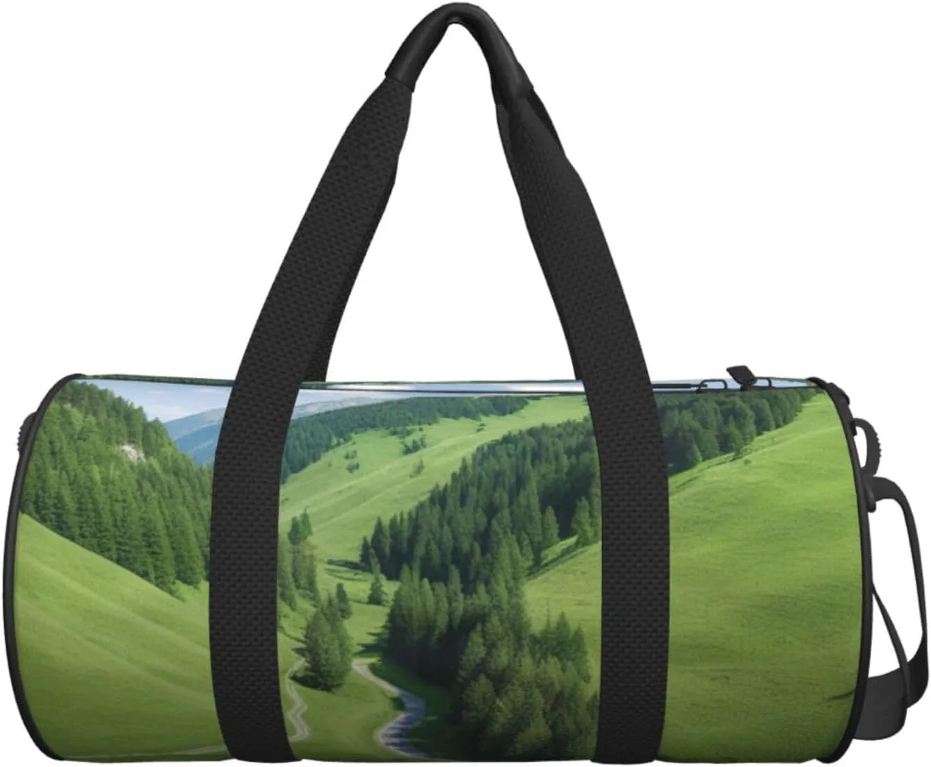 Green Curve Printed Travel Bag,Round Personal Item Storage bag,Foldie Duffel Bag for Traveling Vacation,Fitness,Sports