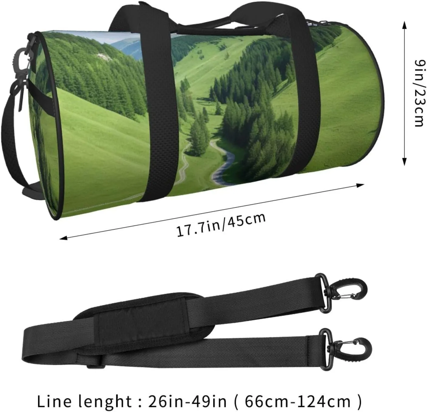 Green Curve Printed Travel Bag,Round Personal Item Storage bag,Foldie Duffel Bag for Traveling Vacation,Fitness,Sports