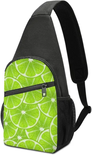 Green Lime Slices Crossbody Bags Chest Bag Sling Backpack Adjustable Shoulder Bag for Cycling Camping Hiking Sports Travel pattern26