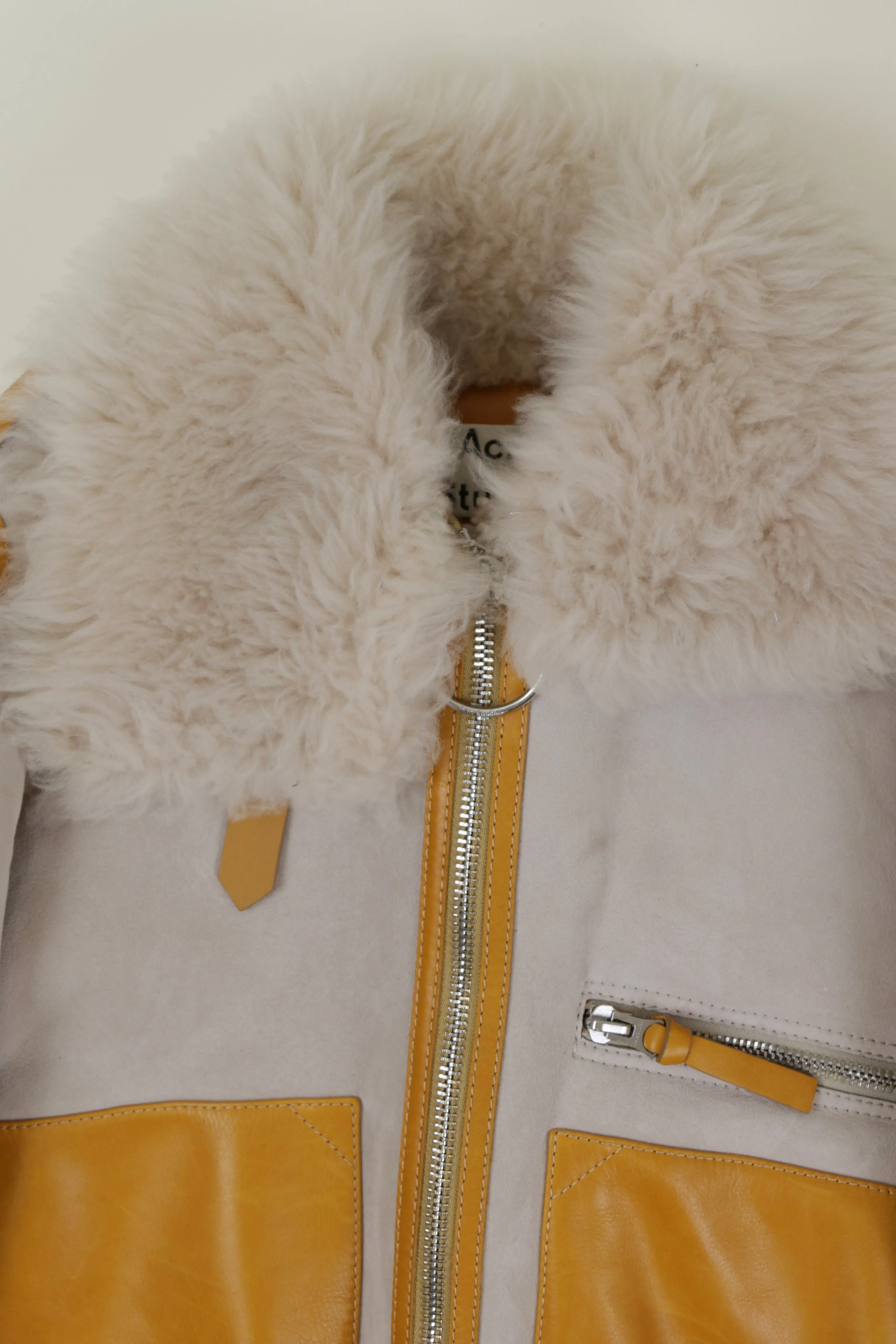 Grey & Yellow Shearling Lore Jacket
