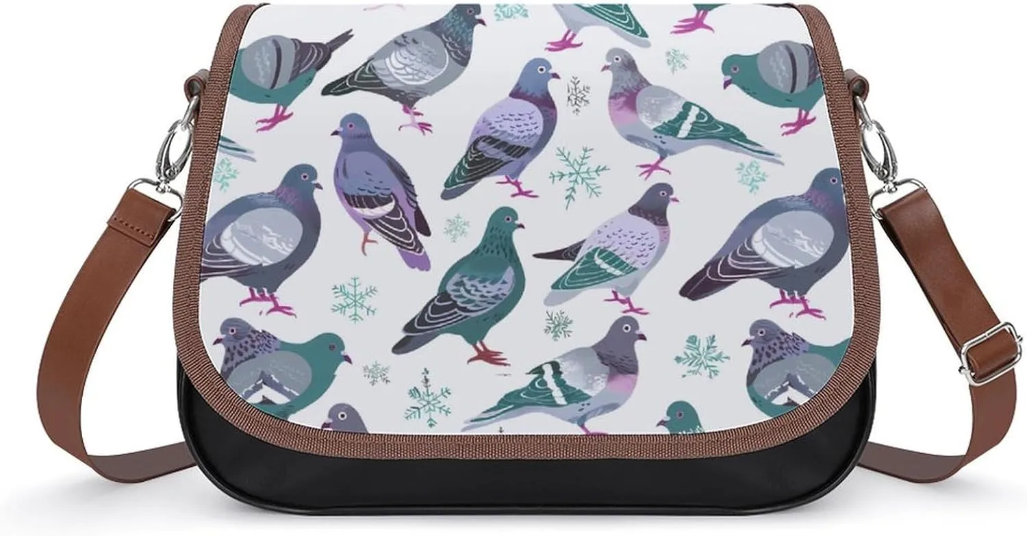 Grey Pigeons Printed Women's Crossbody Bags Novelty Purse Handbag Shoulder Bag For Women