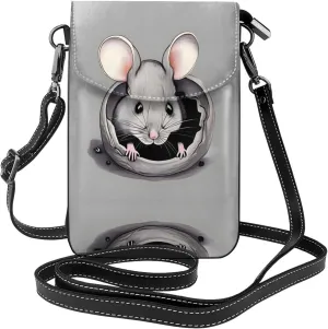 Grey rat Printed Women's Crossbody Phone Bag - Perfect for Travel and Shopping