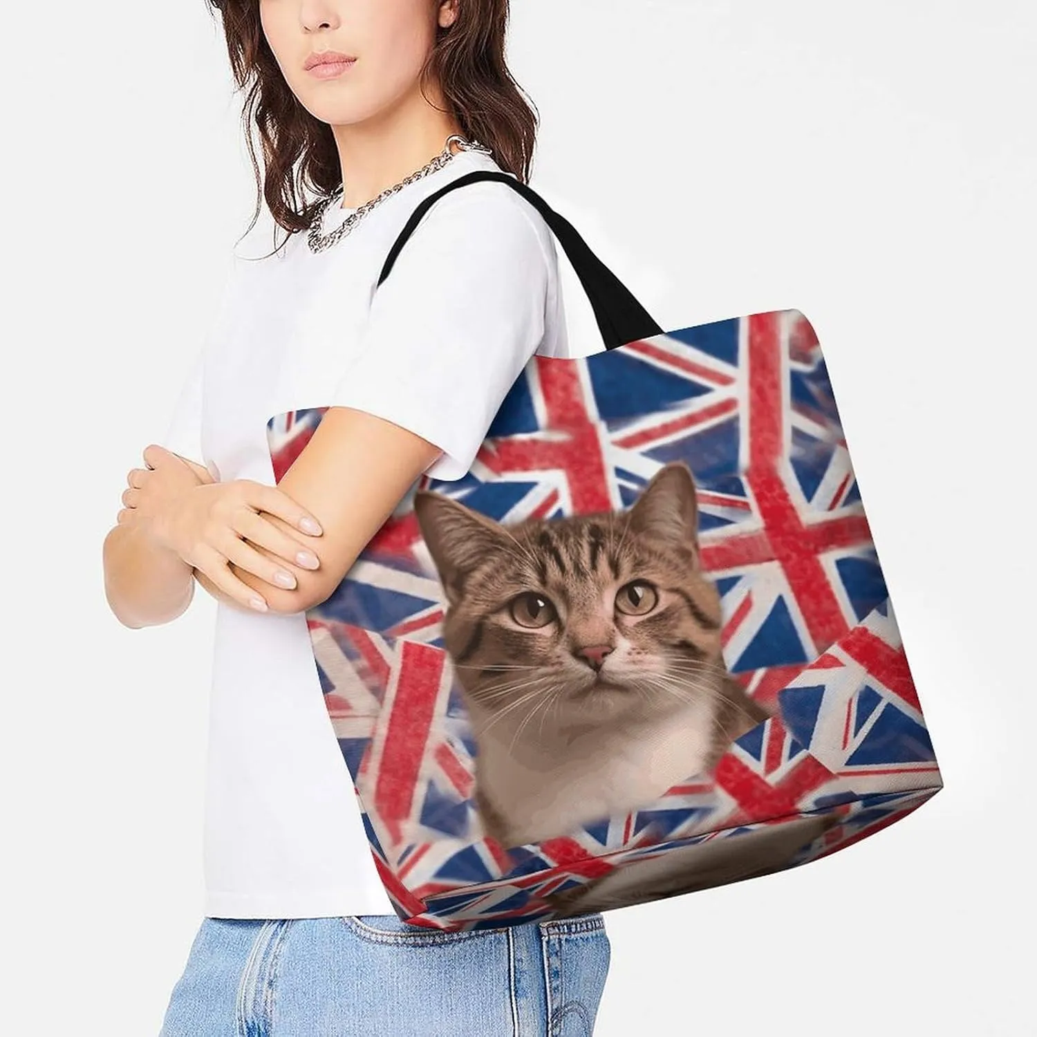 Grocery Bag Reusable Tote Bag Foldable Cartoon Rockets Shopping Bag Handbag Washable Shoulder Bag for Travel