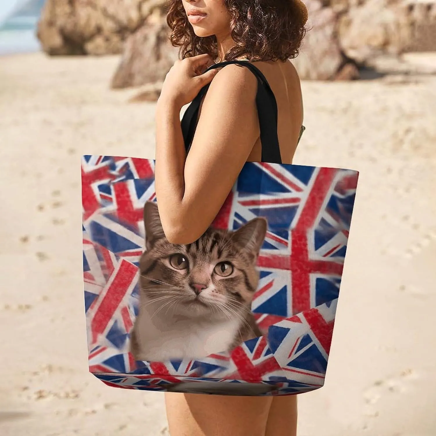 Grocery Bag Reusable Tote Bag Foldable Cartoon Rockets Shopping Bag Handbag Washable Shoulder Bag for Travel