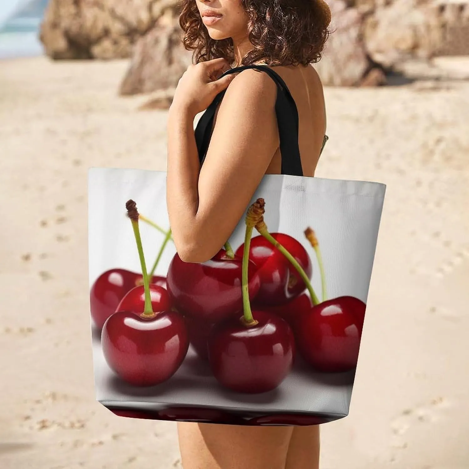 Grocery Bag Reusable Tote Bag Foldable Cute Little Fox Shopping Bag Handbag Washable Shoulder Bag for Travel