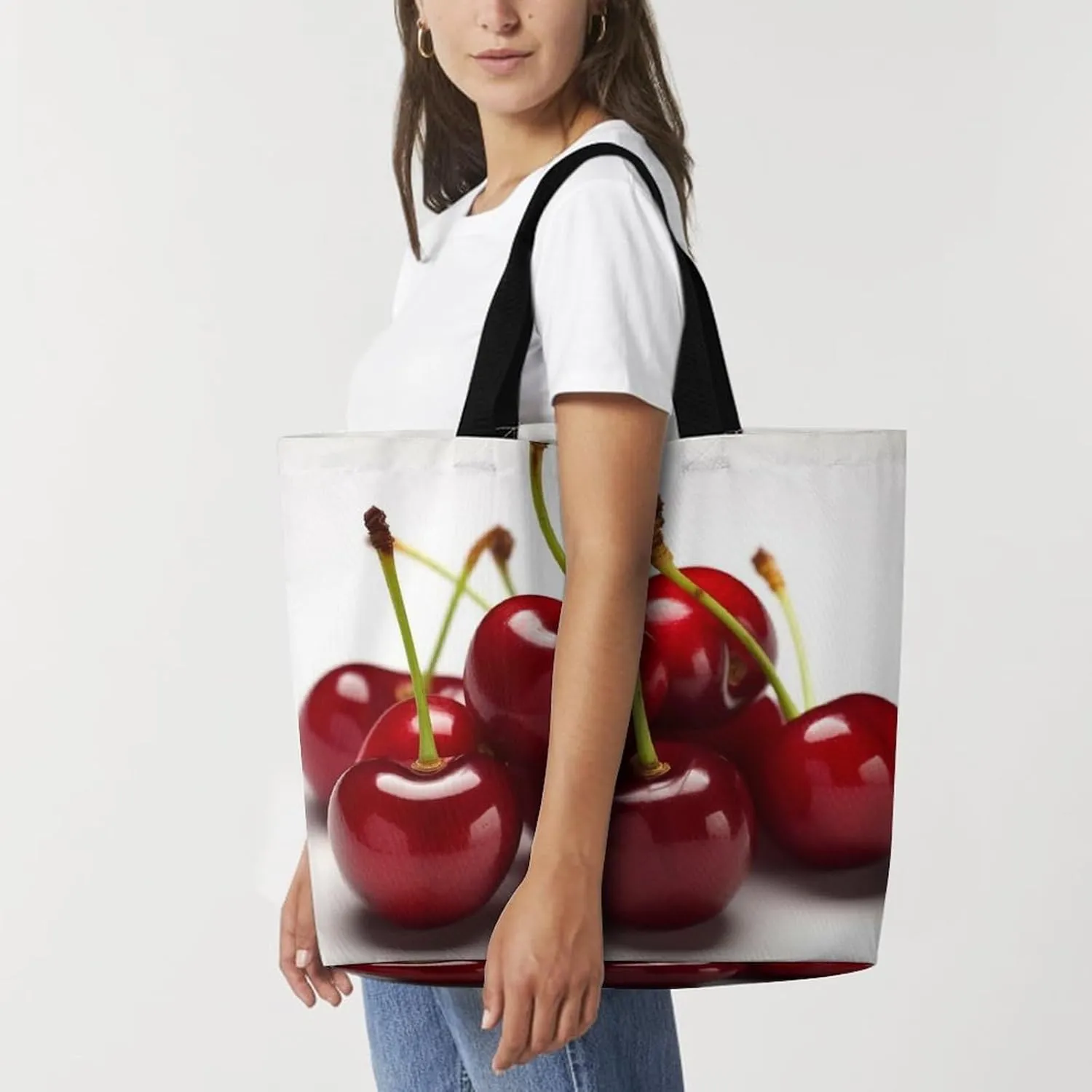 Grocery Bag Reusable Tote Bag Foldable Cute Little Fox Shopping Bag Handbag Washable Shoulder Bag for Travel