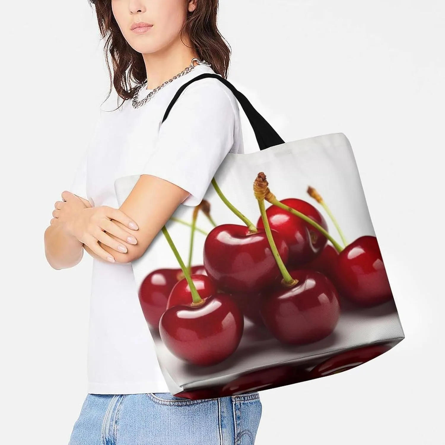 Grocery Bag Reusable Tote Bag Foldable Cute Little Fox Shopping Bag Handbag Washable Shoulder Bag for Travel