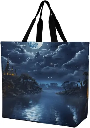 Grocery Bag Reusable Tote Bag Foldable Meat Slices Pattern Shopping Bag Handbag Washable Shoulder Bag for Travel