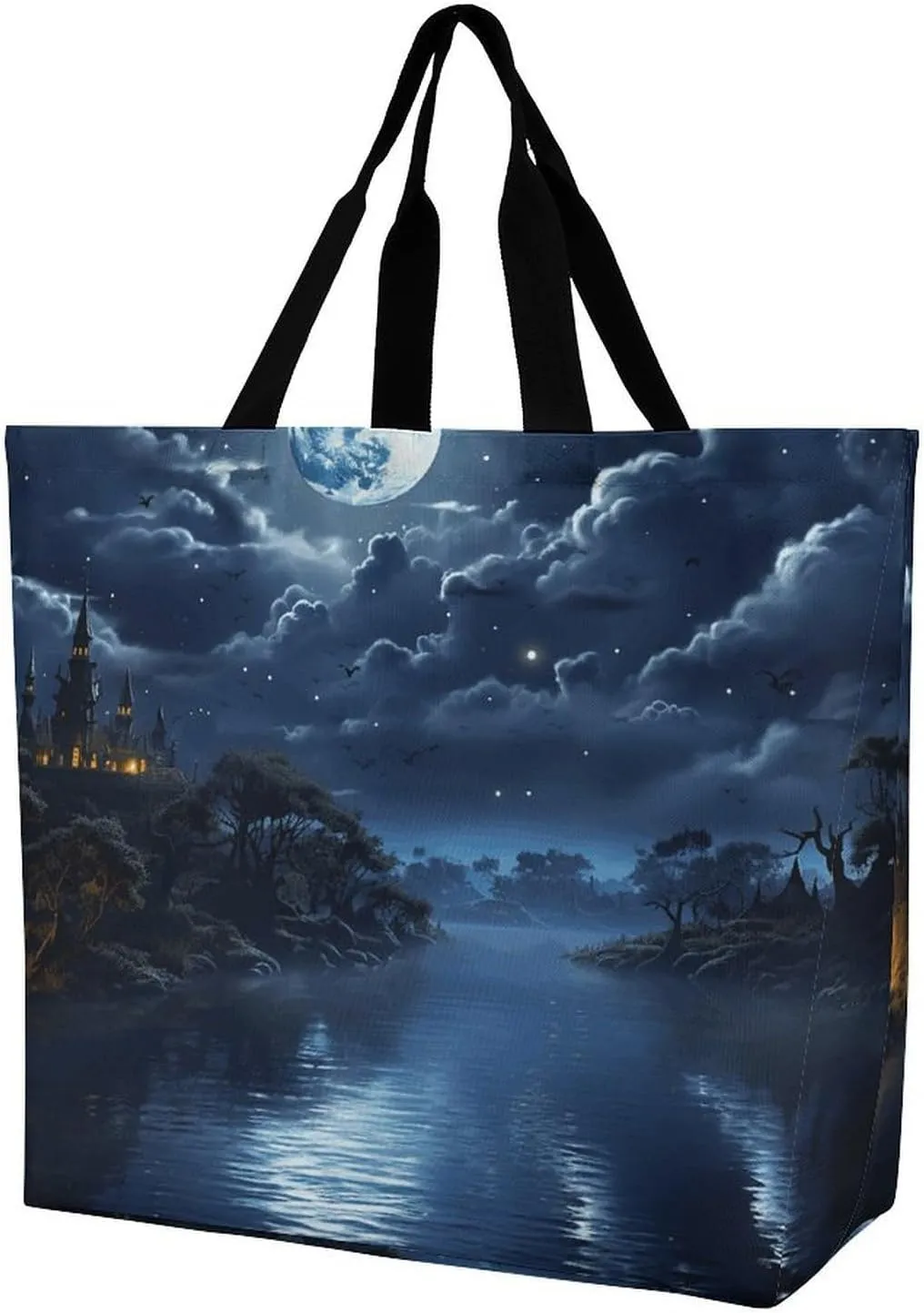 Grocery Bag Reusable Tote Bag Foldable Meat Slices Pattern Shopping Bag Handbag Washable Shoulder Bag for Travel