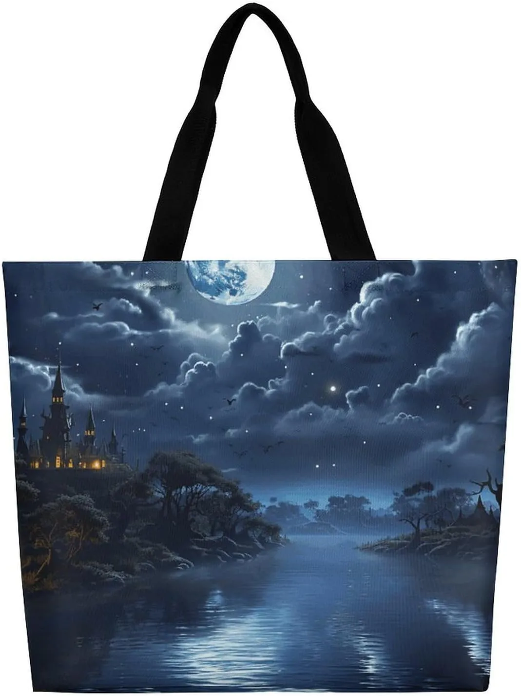 Grocery Bag Reusable Tote Bag Foldable Meat Slices Pattern Shopping Bag Handbag Washable Shoulder Bag for Travel
