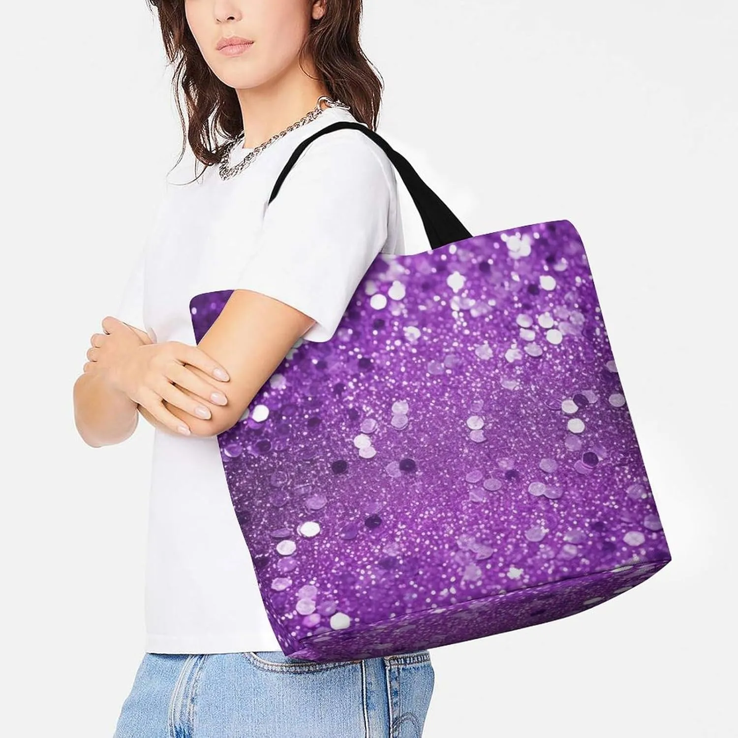 Grocery Bag Reusable Tote Bag Foldable Teal And Gold Marble Shopping Bag Handbag Washable Shoulder Bag for Travel