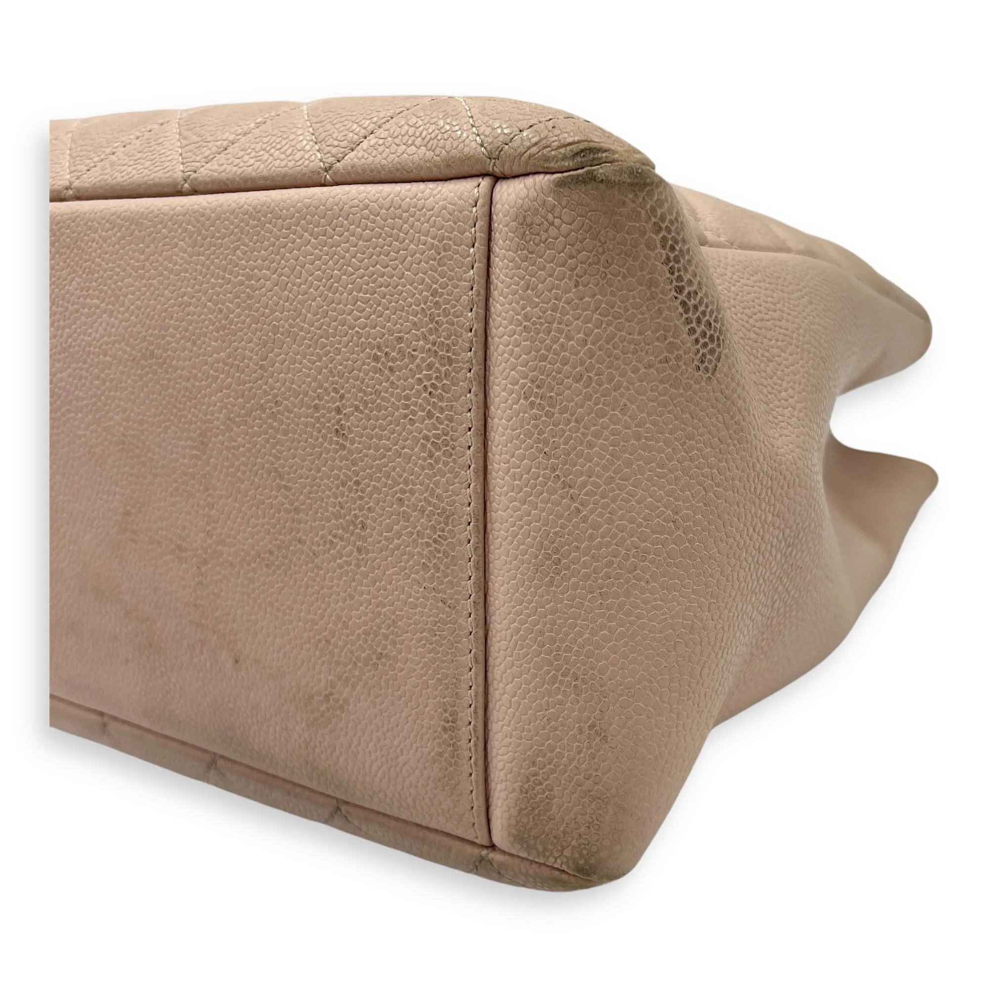 GST Tote Bag Pink in Caviar Leather, Silver hardware