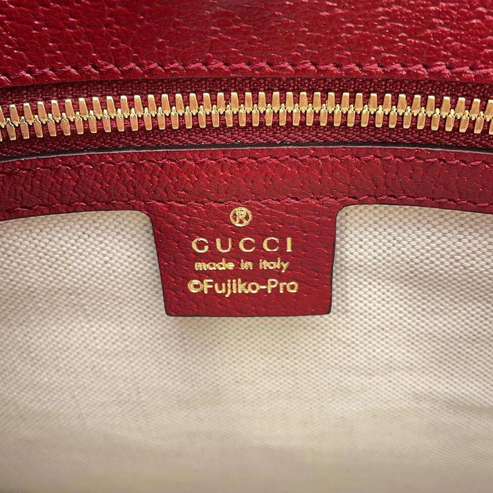 GUCCI MicroGuccissima 2WAY Tote Bag Doraemon Collaboration Brown/Red654345 PVC Leather