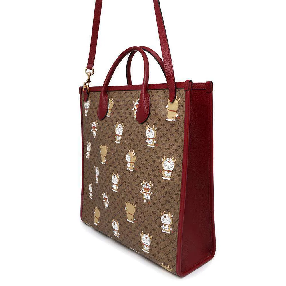 GUCCI MicroGuccissima 2WAY Tote Bag Doraemon Collaboration Brown/Red654345 PVC Leather