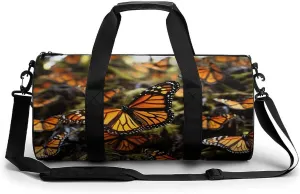Gym Bag, Monarch Butterflies Printed Gym Bag,cylinder Gym Bag,sports Luggage Bag,weekend Luggage Bag