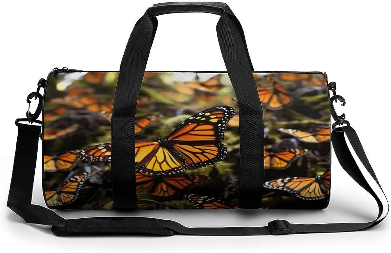 Gym Bag, Monarch Butterflies Printed Gym Bag,cylinder Gym Bag,sports Luggage Bag,weekend Luggage Bag