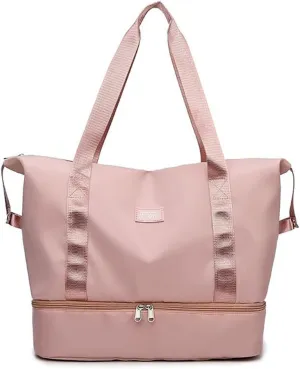 Gym Tote Bag for Women Foldable Overnight Weekender Duffle Bags Shoulder Carry on luggage Bag with Trolley Sleeve