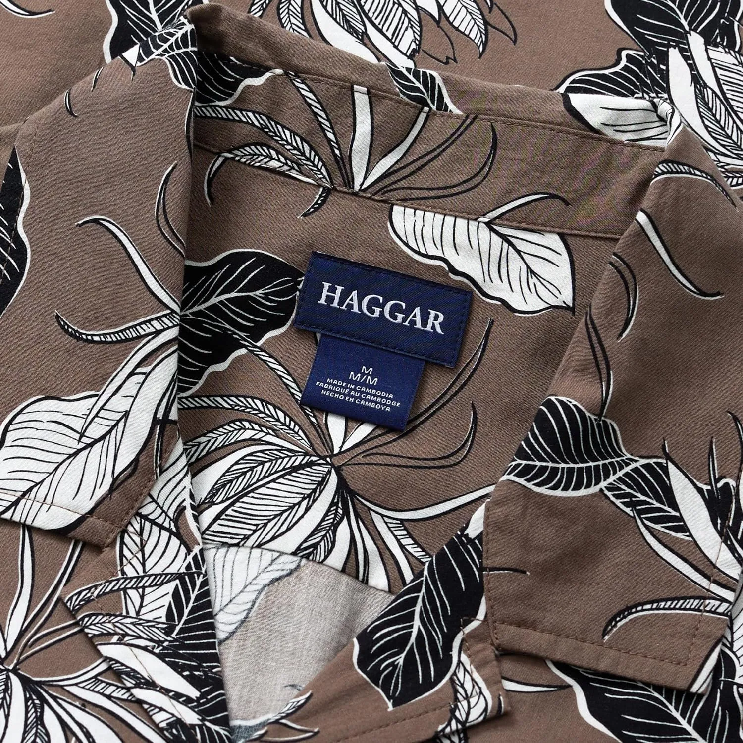 Haggar Men's Short Sleeve Button Down Printed Stretch Camp Shirt