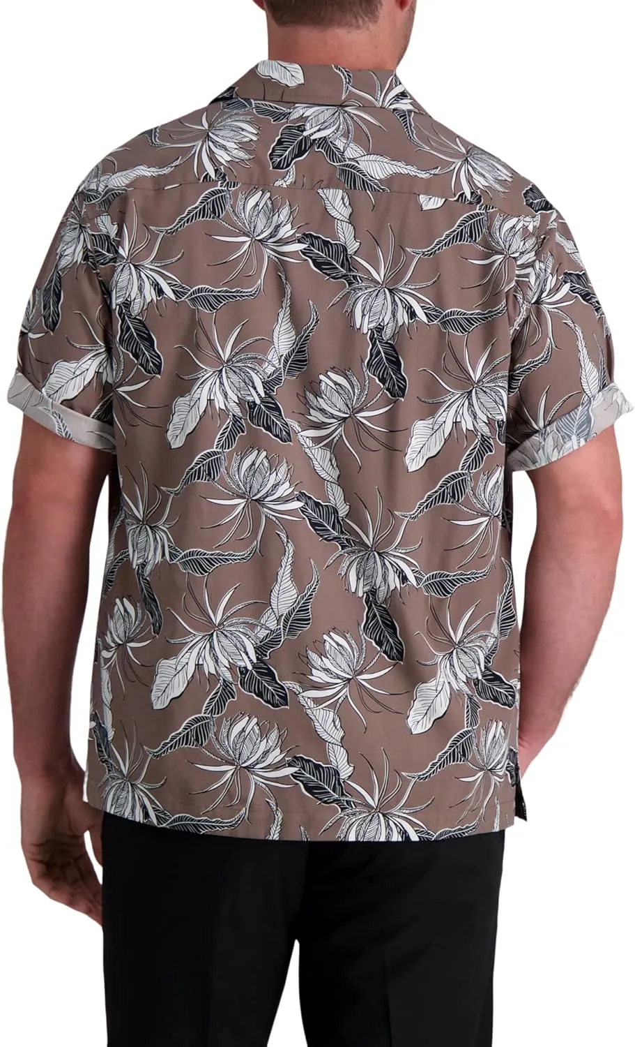 Haggar Men's Short Sleeve Button Down Printed Stretch Camp Shirt