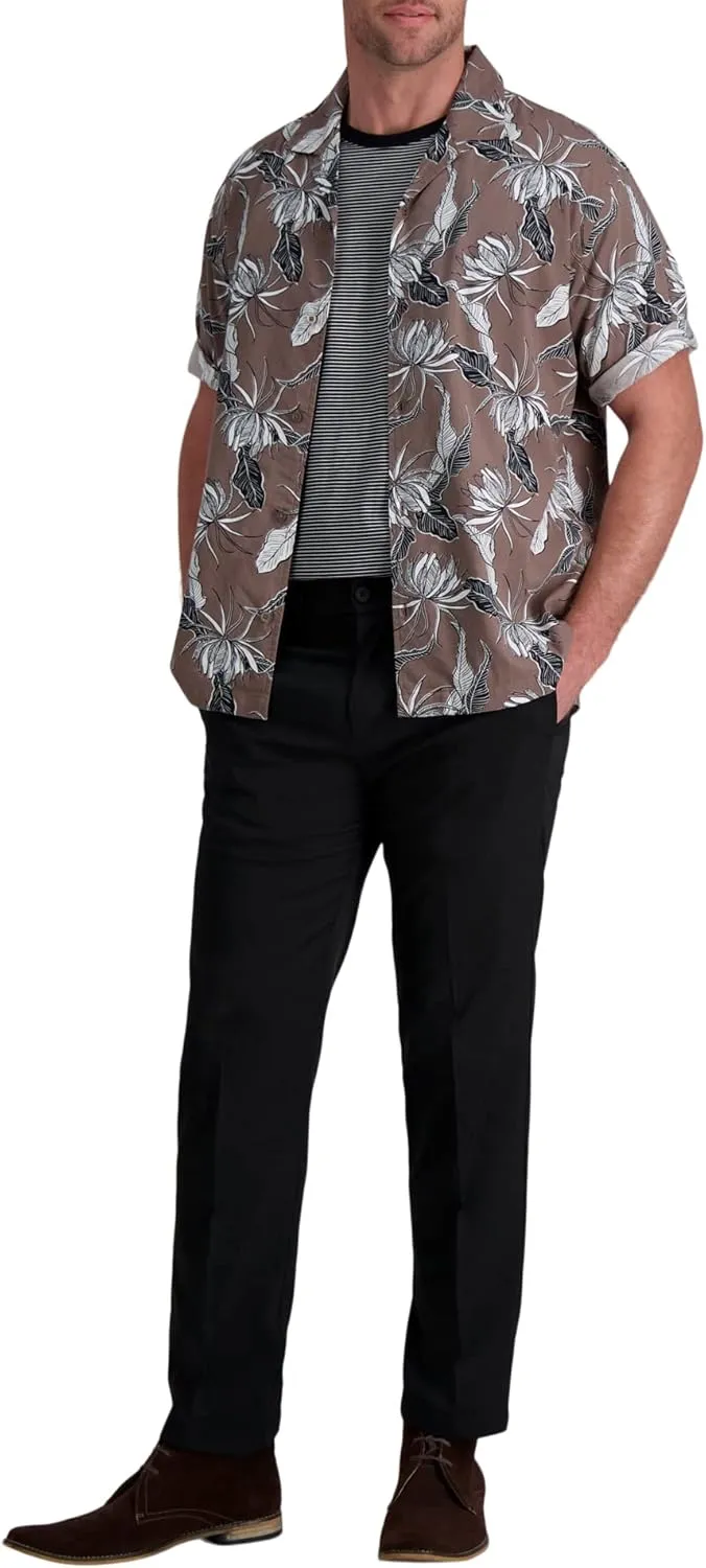 Haggar Men's Short Sleeve Button Down Printed Stretch Camp Shirt
