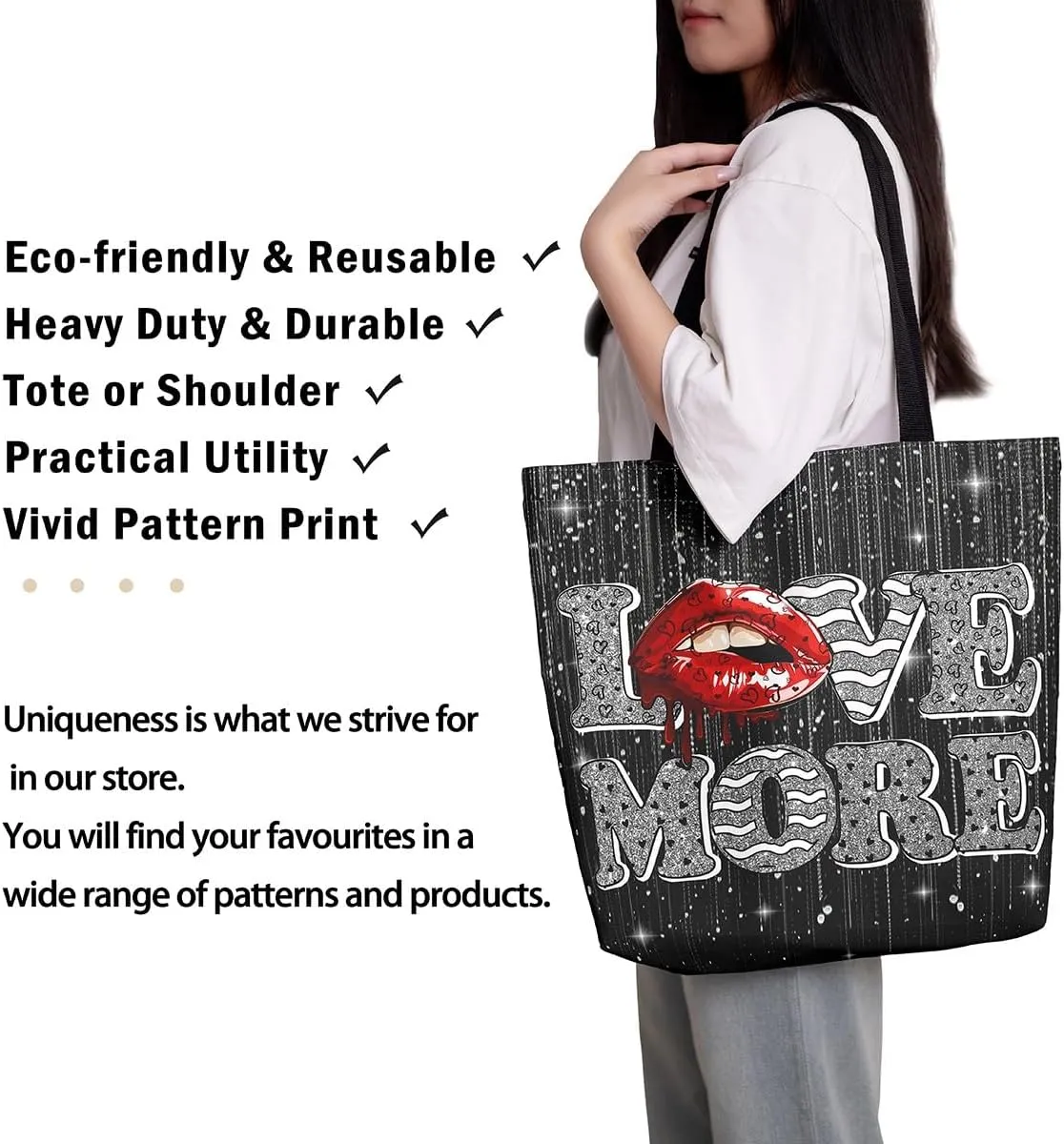 Halloween Theme Casual Travel Bag Black Cat Shopping Grocery Shoulder Bag Happy Halloween Canvas Tote Bag