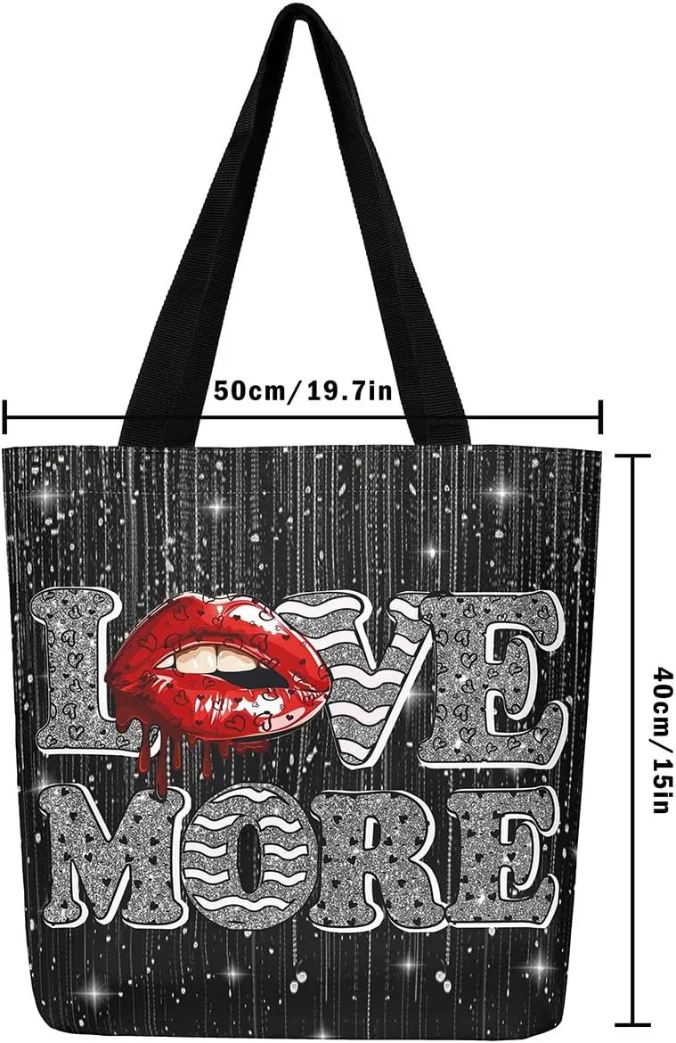 Halloween Theme Casual Travel Bag Black Cat Shopping Grocery Shoulder Bag Happy Halloween Canvas Tote Bag