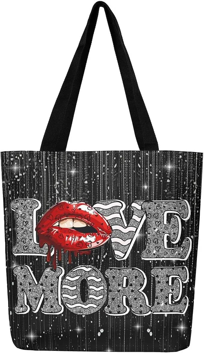 Halloween Theme Casual Travel Bag Black Cat Shopping Grocery Shoulder Bag Happy Halloween Canvas Tote Bag