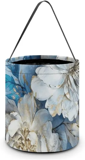 Halloween Trick Or Treat Bags Halloween Tote Bag Blue And White Flowers Gift Bags Halloween Candy Buckets
