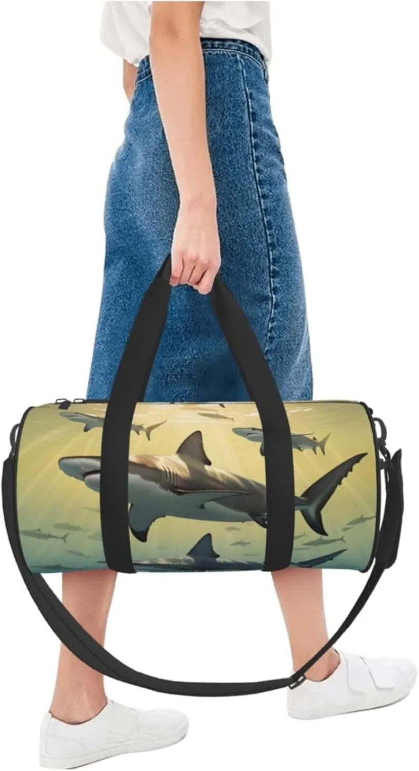 Hammerhead Sharks Printed Travel Bag,Round Personal Item Storage bag,Foldie Duffel Bag for Traveling Vacation,Fitness,Sports