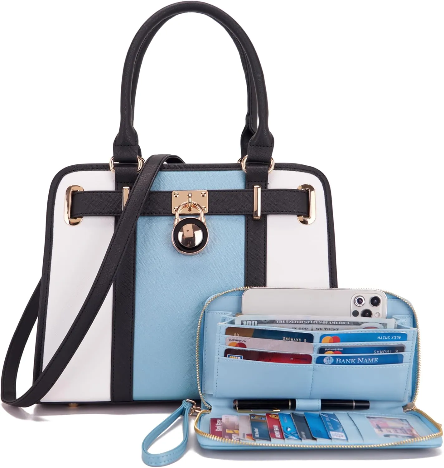 Handbags Sets For Women Shoulder Bags Top Handle Work Satchel Tote Purses Set With Matching Wallet 2pcs