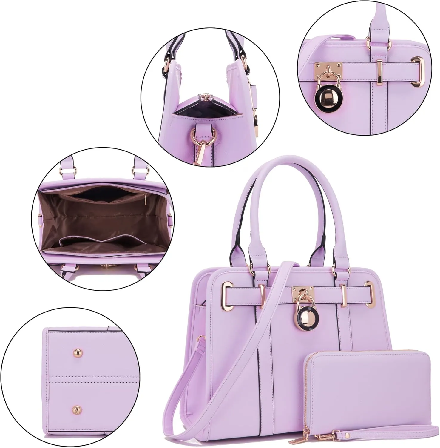 Handbags Sets For Women Shoulder Bags Top Handle Work Satchel Tote Purses Set With Matching Wallet 2pcs