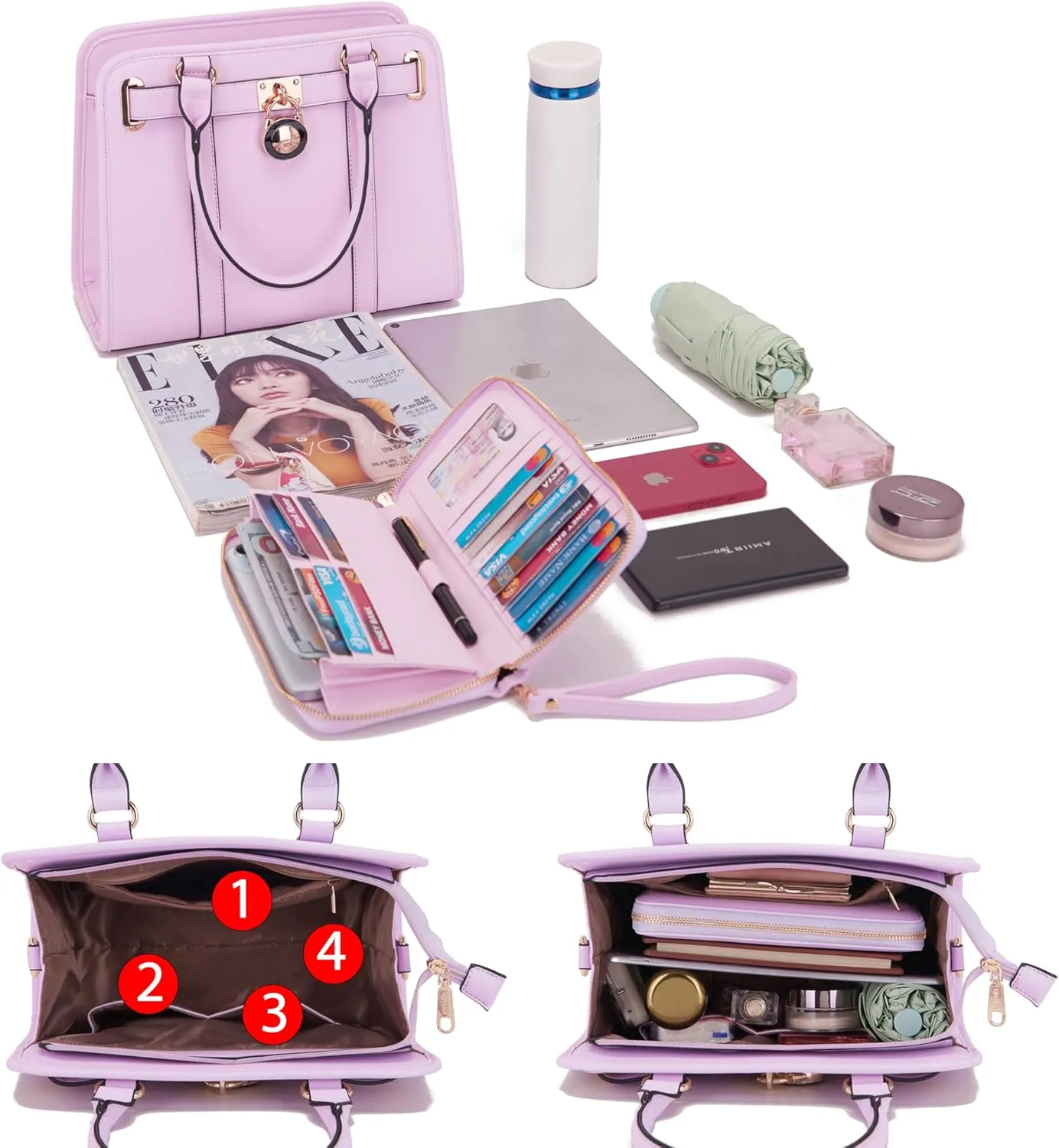 Handbags Sets For Women Shoulder Bags Top Handle Work Satchel Tote Purses Set With Matching Wallet 2pcs