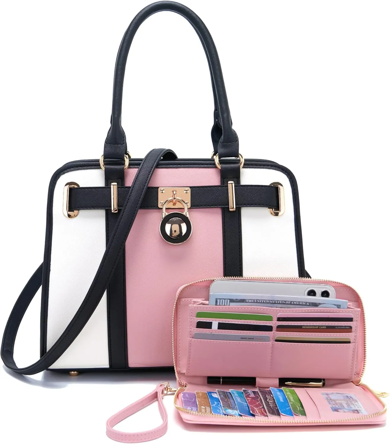Handbags Sets For Women Shoulder Bags Top Handle Work Satchel Tote Purses Set With Matching Wallet 2pcs