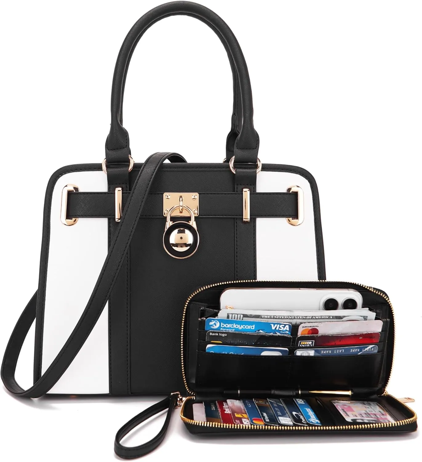Handbags Sets For Women Shoulder Bags Top Handle Work Satchel Tote Purses Set With Matching Wallet 2pcs