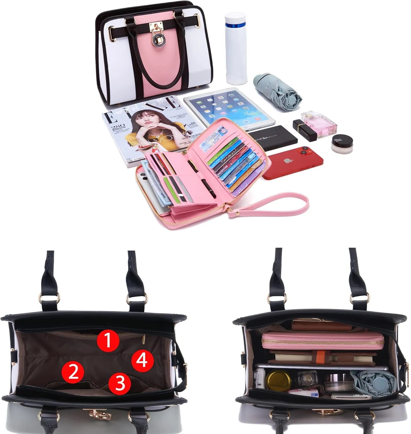 Handbags Sets For Women Shoulder Bags Top Handle Work Satchel Tote Purses Set With Matching Wallet 2pcs