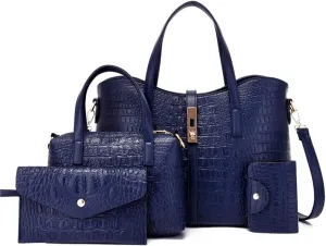 Handbags Tote Bags Wallets Shoulder Bags Hardware Lock Handbags Card Hold for Ladies 4 Pcs Set