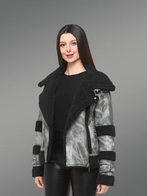 Handmade Real Genuine Leather Shearling Biker Jacket