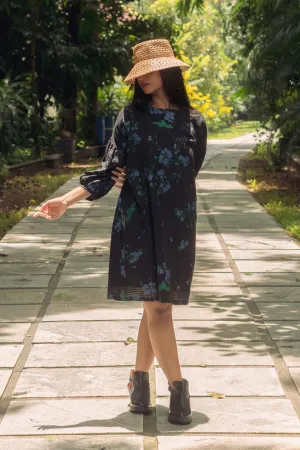 Handwoven Printed Emily Dress- Black