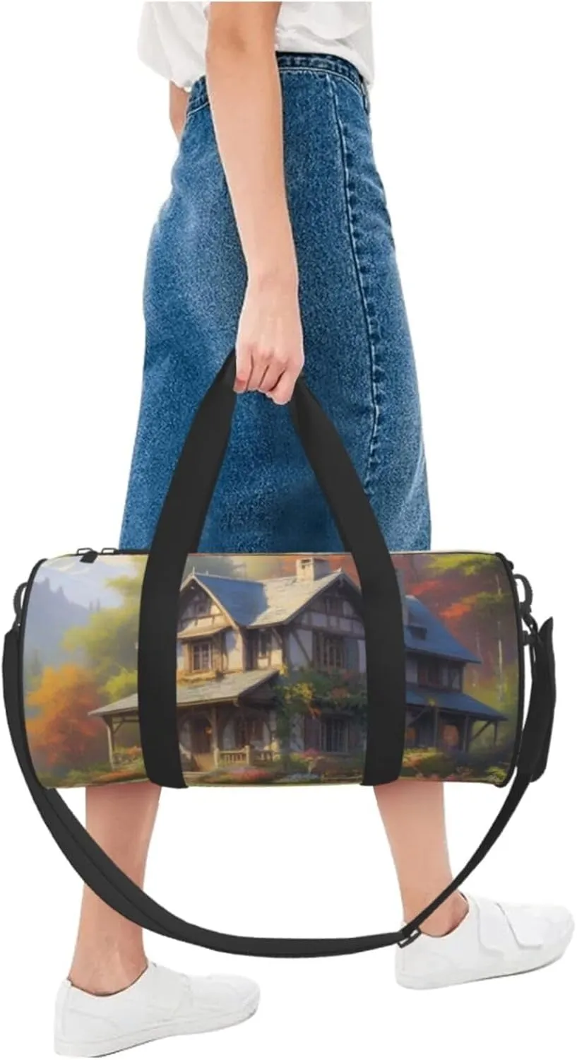 Harmonious Haven Printed Travel Bag,Round Personal Item Storage bag,Foldie Duffel Bag for Traveling Vacation,Fitness,Sports