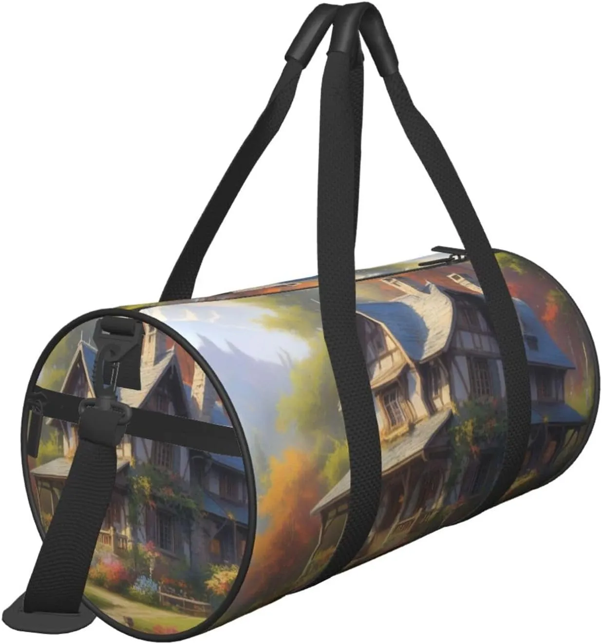 Harmonious Haven Printed Travel Bag,Round Personal Item Storage bag,Foldie Duffel Bag for Traveling Vacation,Fitness,Sports