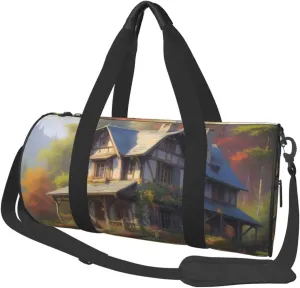 Harmonious Haven Printed Travel Bag,Round Personal Item Storage bag,Foldie Duffel Bag for Traveling Vacation,Fitness,Sports