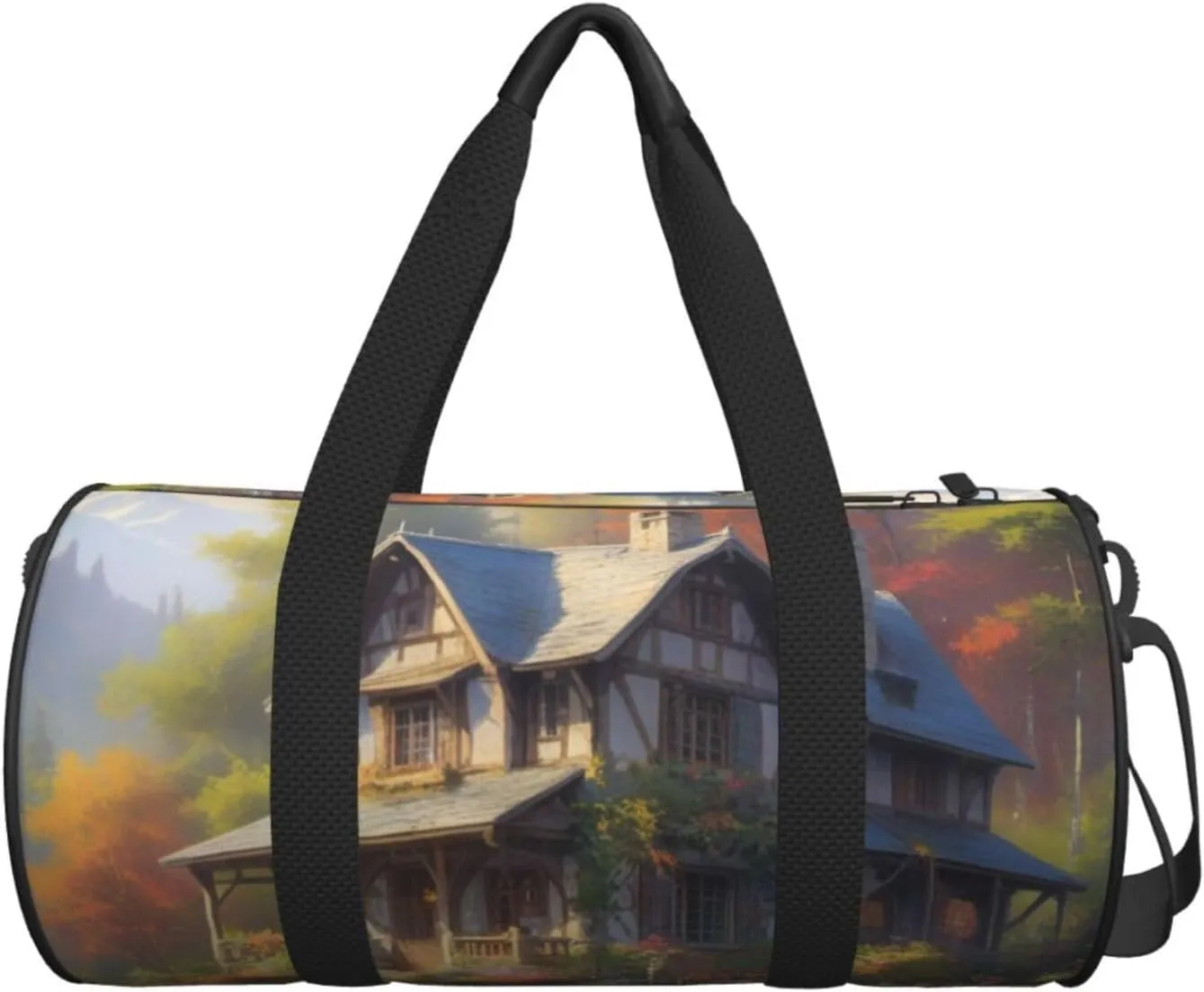 Harmonious Haven Printed Travel Bag,Round Personal Item Storage bag,Foldie Duffel Bag for Traveling Vacation,Fitness,Sports