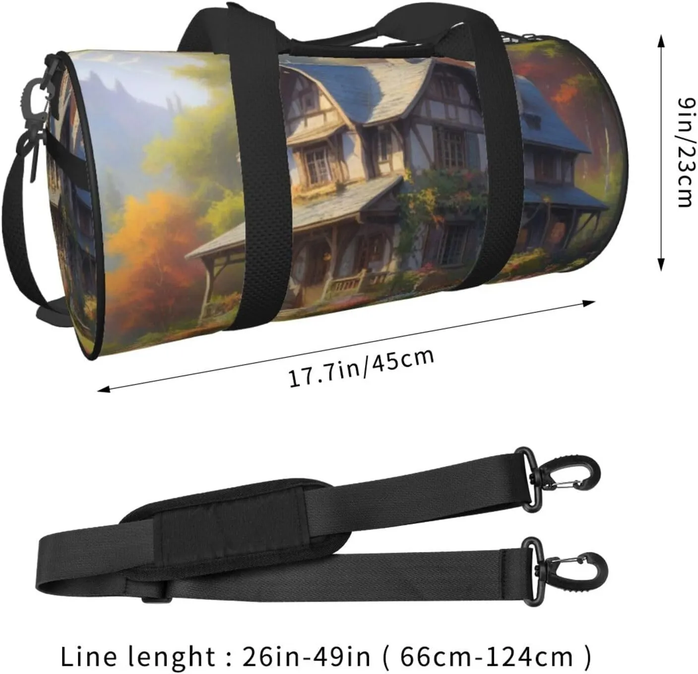 Harmonious Haven Printed Travel Bag,Round Personal Item Storage bag,Foldie Duffel Bag for Traveling Vacation,Fitness,Sports