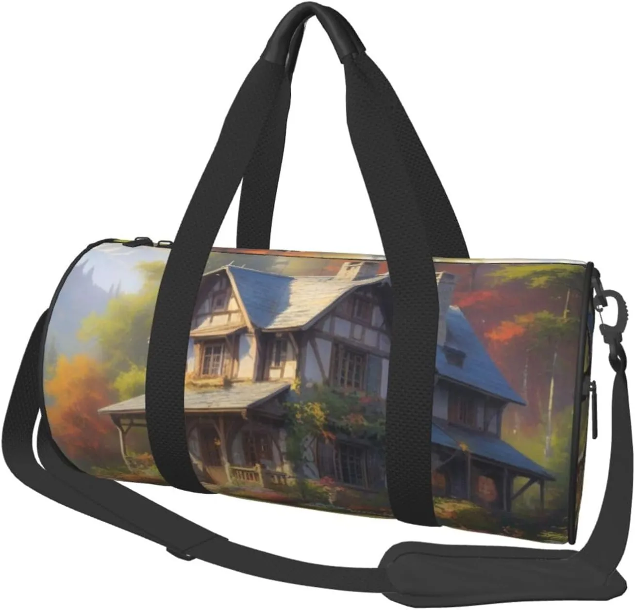 Harmonious Haven Printed Travel Bag,Round Personal Item Storage bag,Foldie Duffel Bag for Traveling Vacation,Fitness,Sports