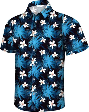 Hawaiian Shirt for Men, Tropical Shirts Casual Summer Button Down Short Sleeve Floral Shirt Vacation Outfits Cruise Shirt