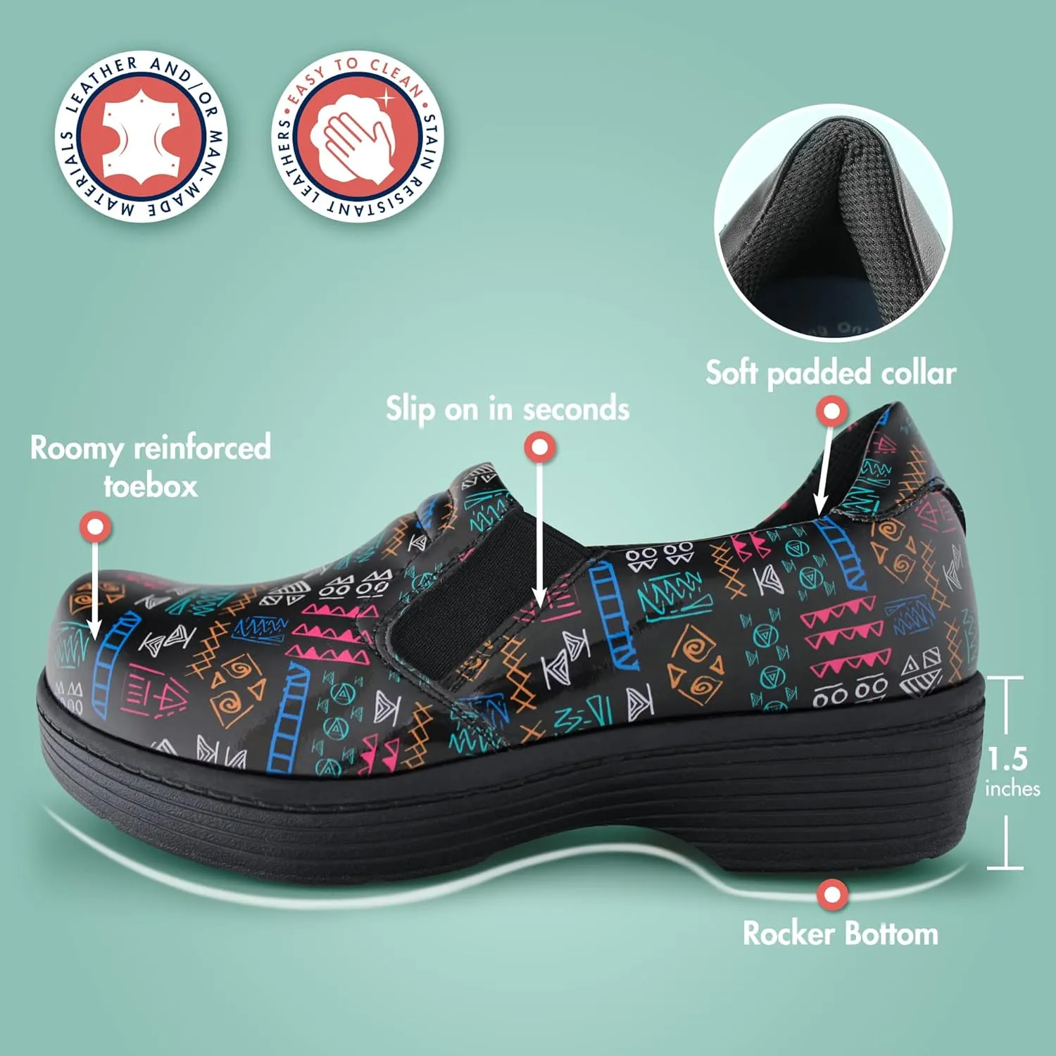 Hawkwell Pro Leather Nurse Clogs for Women Lightweight Slip Resistant Arch Support Healthcare Professional Nursing Shoes Work Clog