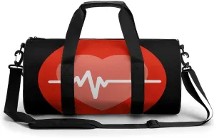 Heartbeat Love Heart Gym Bag Unisex Duffle Bags Crossbody Handbags for Workout Weekender Overnight Travel